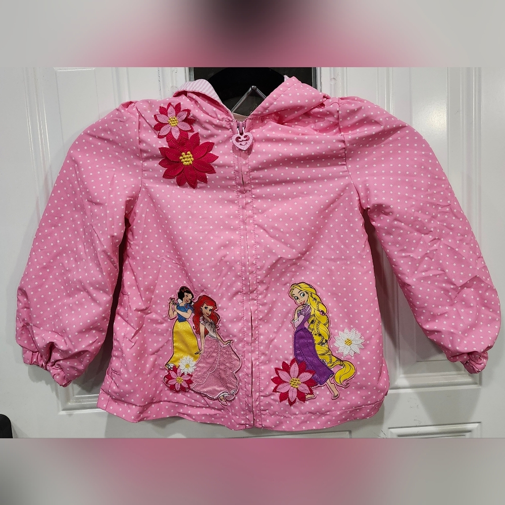Disney princess pink white polka dot jacket coat child's size XS 4